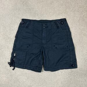 American Eagle Blue Flat Front Shorts Casual Mid Rise Stretch Womens Size 28